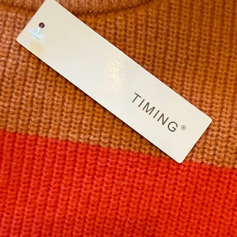Timing Women's Colorblock Sweater - Pink, Red, and Brown - Picture 3 of 8